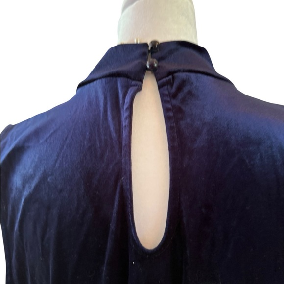 Love J Midnight Blue faux Velvet Dress with V cut neckline Size 2X - Picture 3 of 9